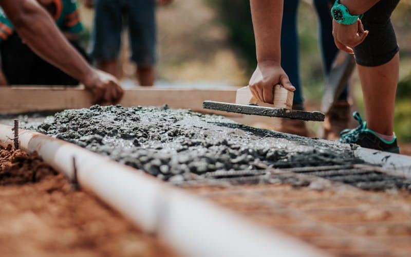 Commercial foundation repair work in progress